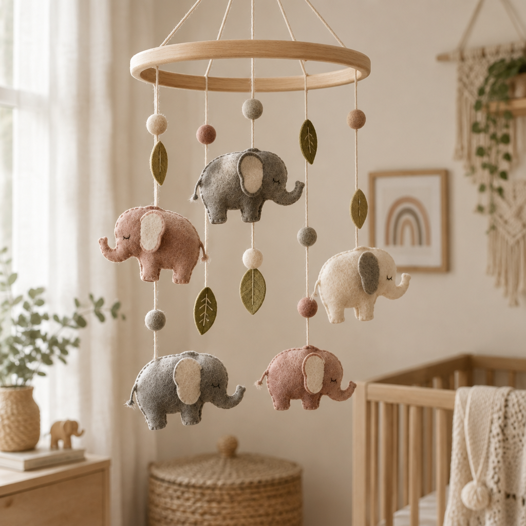 Elephant Felt Mobile