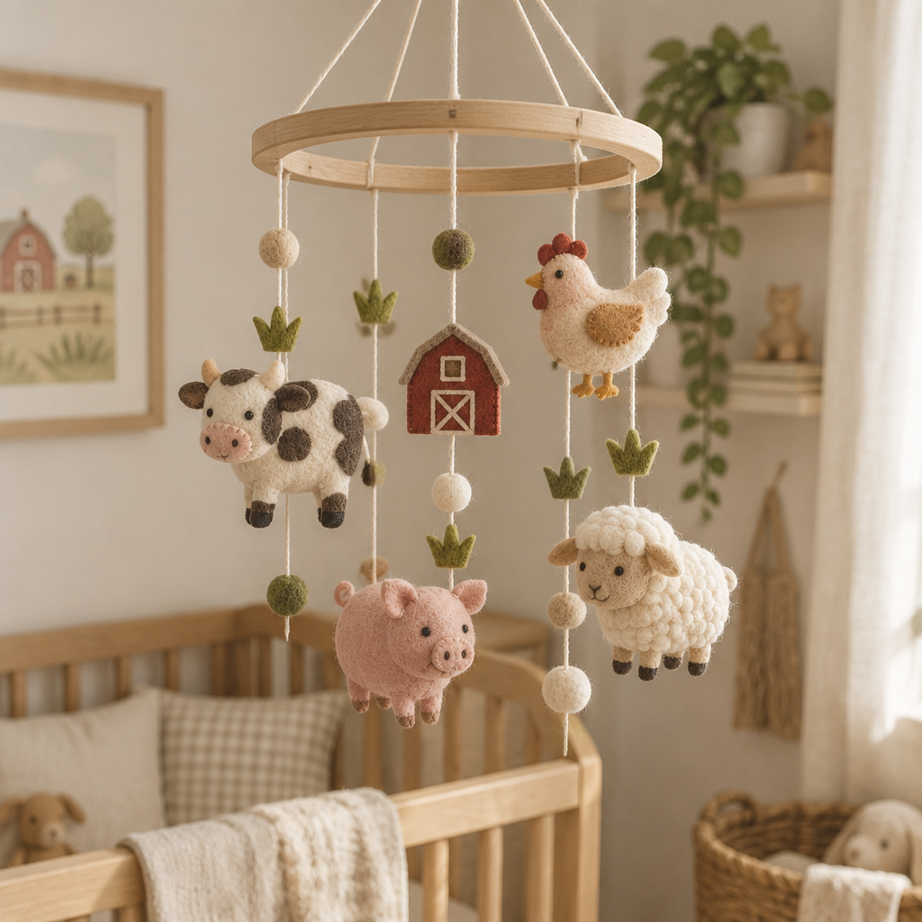 Farm Animals Felt Mobile