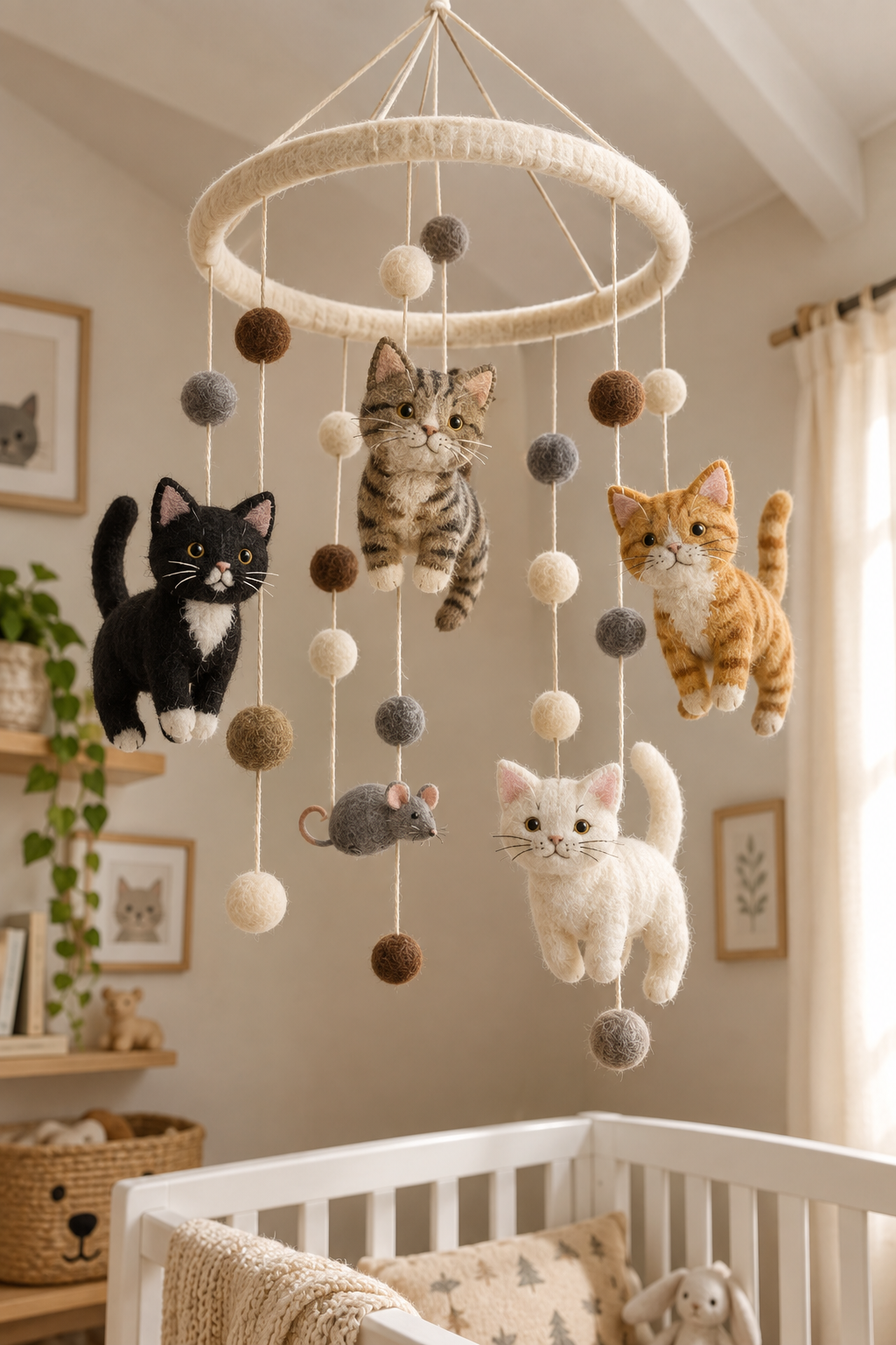 Handmade Felt Cat & Mice Mobile Lifestyle