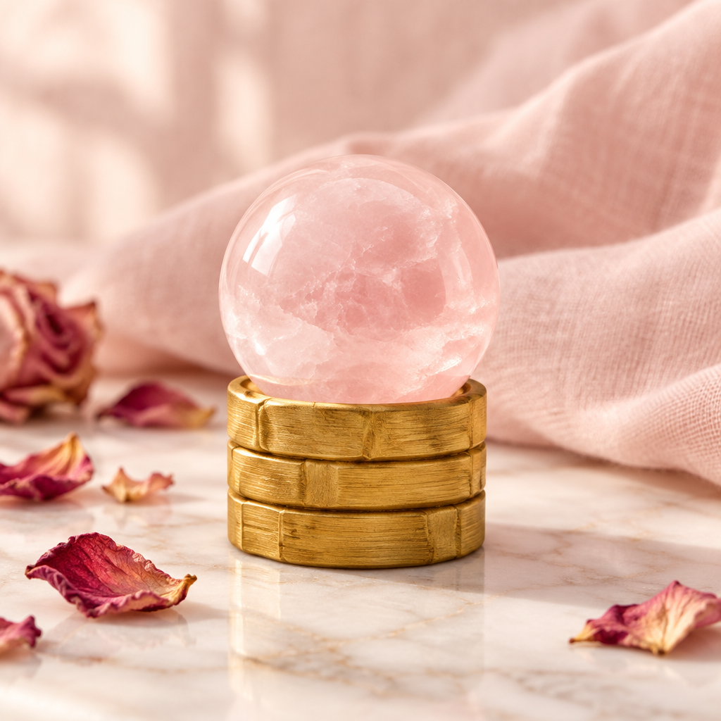 Rose Quartz Crystal Sphere Lifestyle